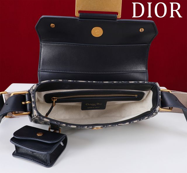 Dior original cotton&calfskin small streetchic bag M3913 blue
