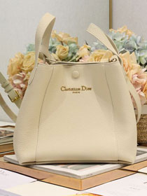 Dior original grained calfskin medium signature bucket bag M2841 off-white