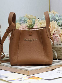 Dior original grained calfskin small signature bucket bag M2840 brown