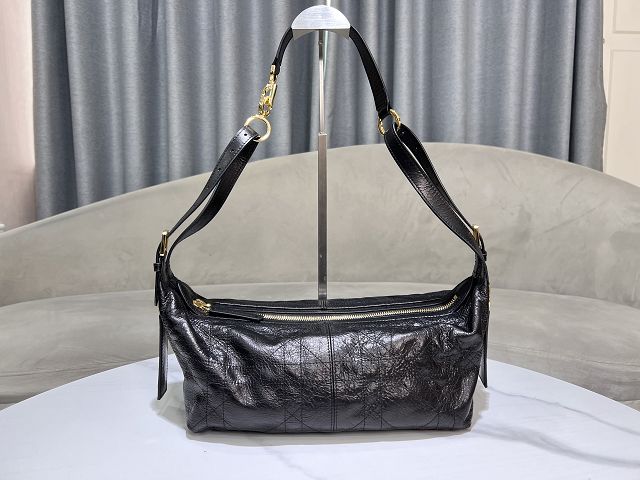 Dior original crinkled calfskin medium D-Journey bag M2417 black