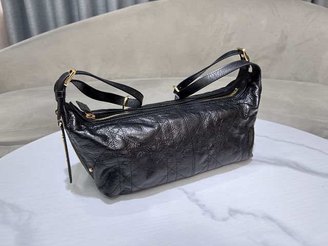 Dior original crinkled calfskin medium D-Journey bag M2417 black