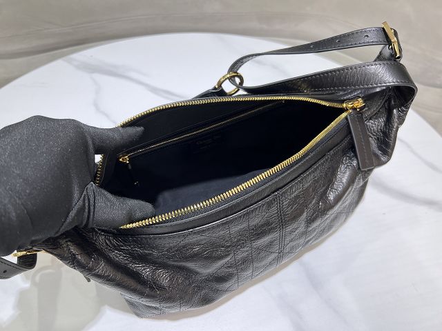 Dior original crinkled calfskin medium D-Journey bag M2417 black