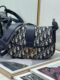 Dior original cotton 30 montaigne flap bag M9205 dark blue