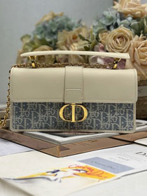 Dior original cotton&calfskin 30 montaigne top handle bag M9601 blue