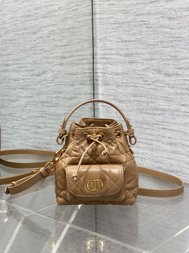 Dior original lambskin mini caro bucket bag M3369 brown