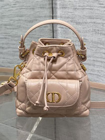 Dior original lambskin mini caro bucket bag M3369 power pink