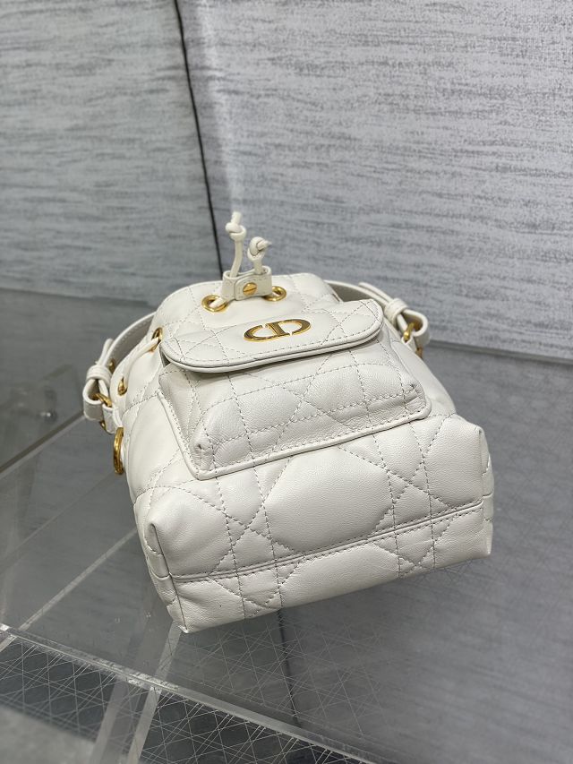 Dior original lambskin mini caro bucket bag M3369 white