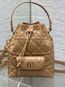 Dior original lambskin small caro bucket bag M3372 brown