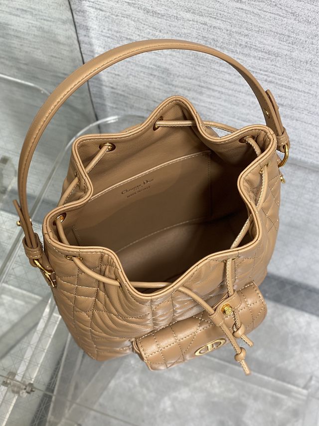 Dior original lambskin small caro bucket bag M3372 brown