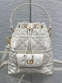 Dior original lambskin small caro bucket bag M3372 white