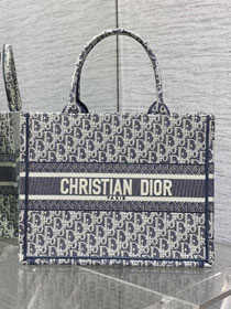 Dior original cotton medium book tote bag M1296 blue