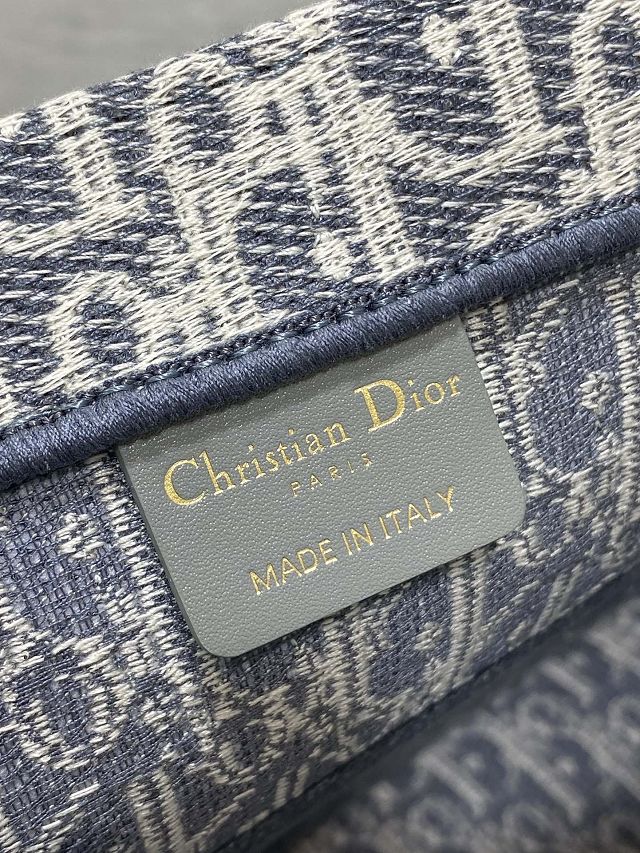 Dior original cotton medium book tote bag M1296 blue