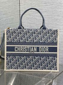 Dior original cotton medium book tote bag M1324 blue