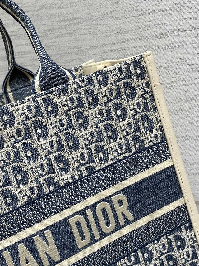 Dior original cotton medium book tote bag M1324 blue