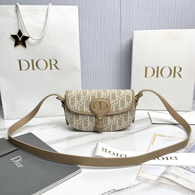 Dior original cotton mini bobby east-west bag S5713 natural