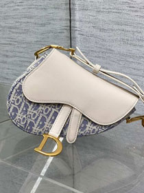 Dior original cotton mini saddle bag M0456 blue
