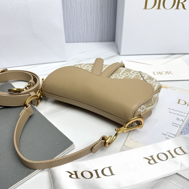 Dior original cotton mini saddle bag M0456 natural