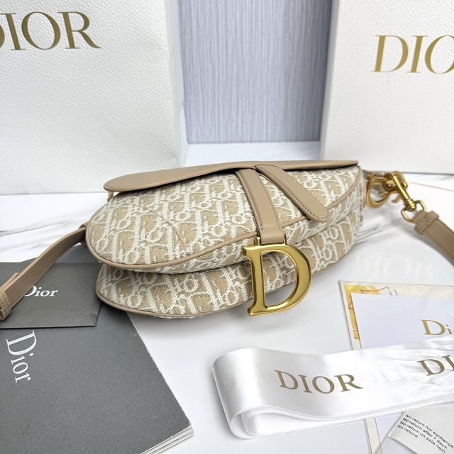 Dior original cotton saddle bag M0455 natural
