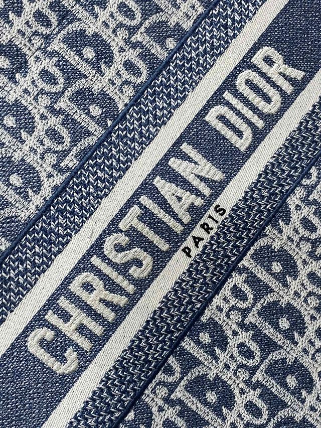 Dior original cotton small book tote bag M1325 blue