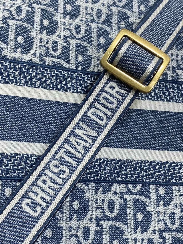 Dior original cotton small book tote bag M1325 blue