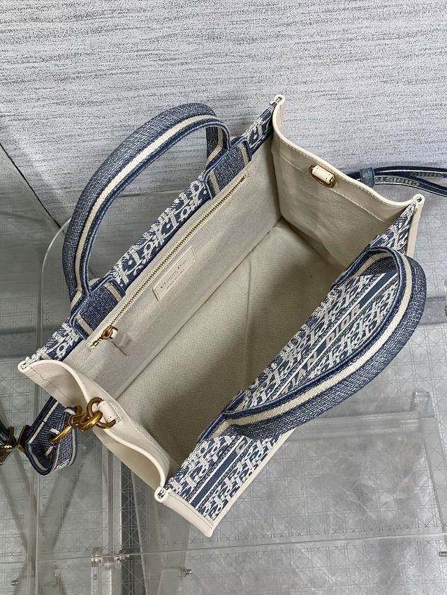 Dior original cotton small book tote bag M1325 blue