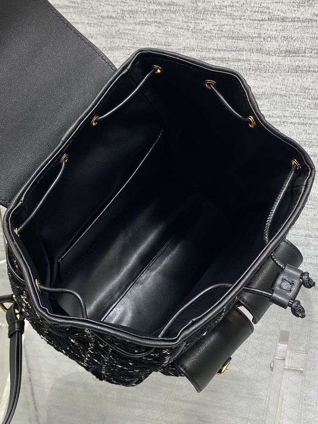 Dior original tweed medium caro backpack M6301 black