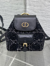 Dior original tweed small caro backpack M6302 black