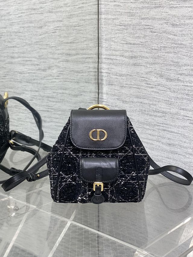 Dior original tweed small caro backpack M6302 black