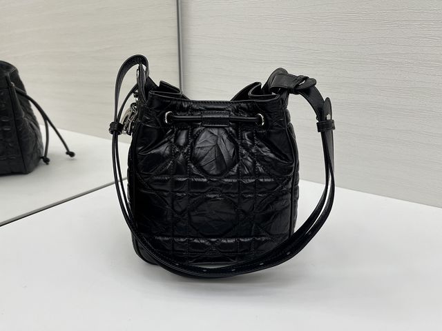 Dior original crinkled lambskin small D-motion bag M2851 black