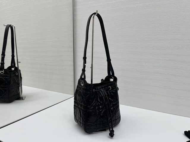 Dior original crinkled lambskin small D-motion bag M2851 black