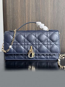 Dior original lambskin my dior mini bag S0980 dark blue