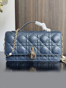 Dior original lambskin my dior mini bag S0980 navy blue