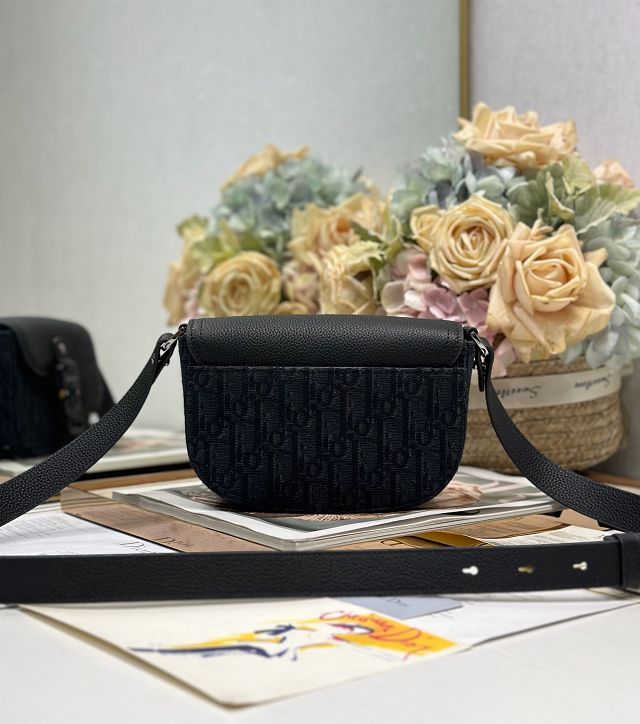 Dior original cotton mini saddle messenger bag DCA435 black