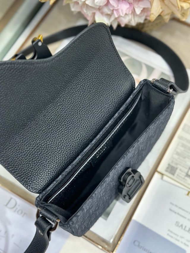 Dior original cotton mini saddle messenger bag DCA435 black