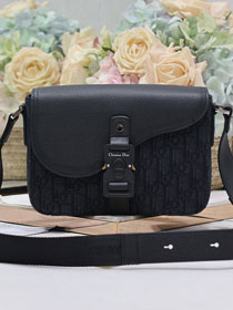 Dior original cotton small saddle messenger bag DPO049 black