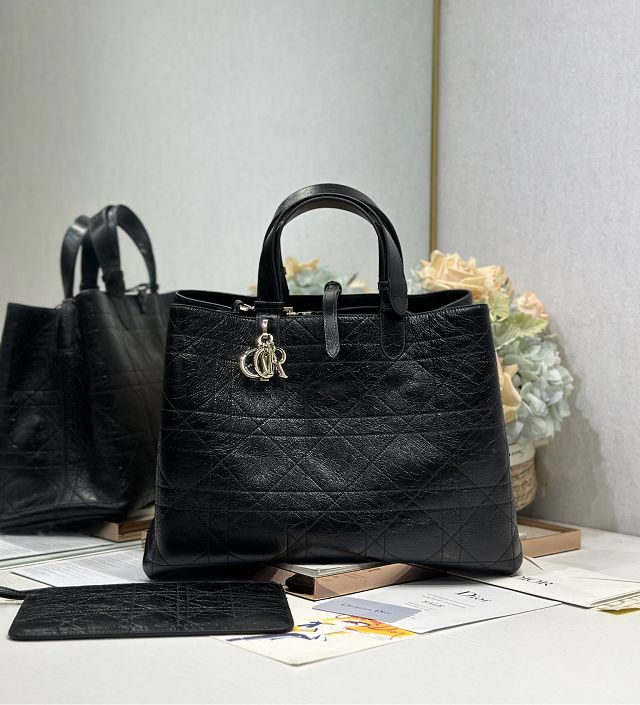 Dior original crinkled calfskin large toujours bag M2833 black
