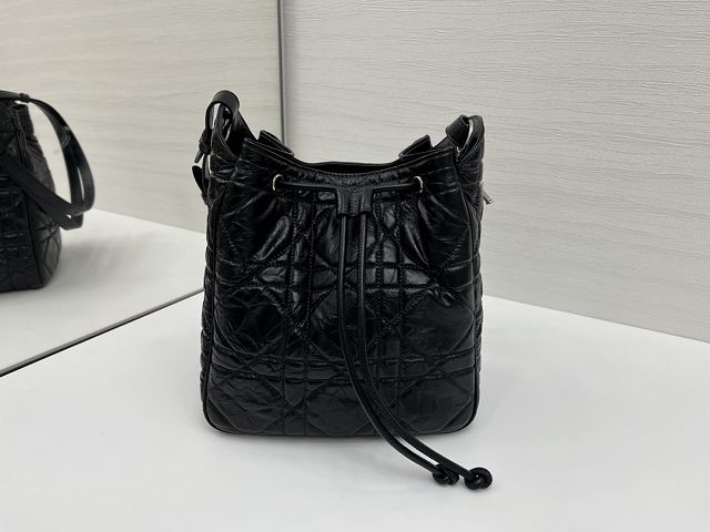 Dior original crinkled lambskin medium D-motion bag M2852 black