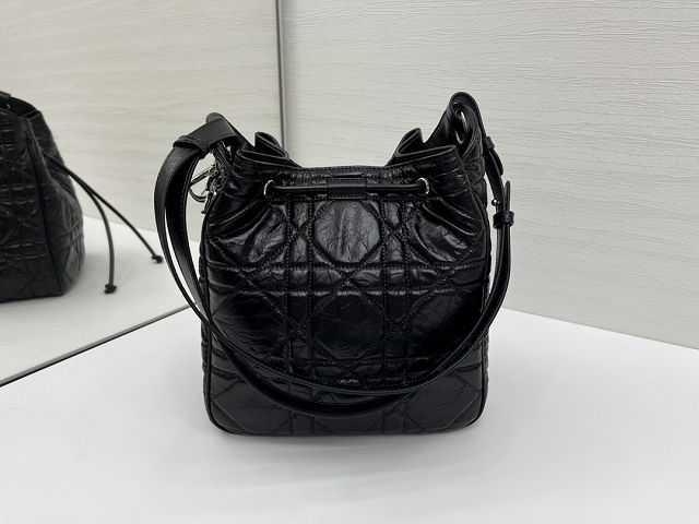 Dior original crinkled lambskin medium D-motion bag M2852 black