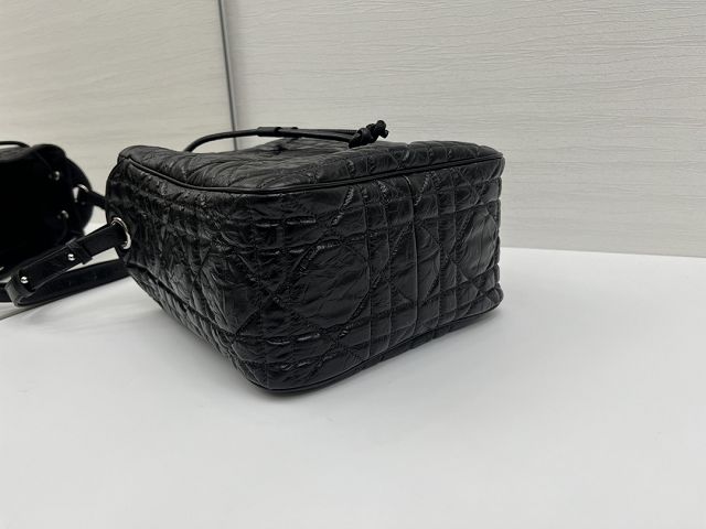 Dior original crinkled lambskin medium D-motion bag M2852 black