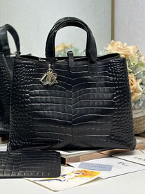 Dior original crocodile calfskin large toujours bag M2833 black