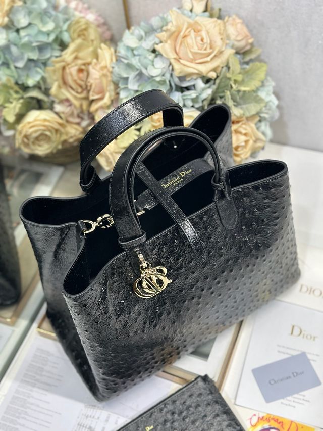 Dior original ostirch calfskin large toujours bag M2833 black