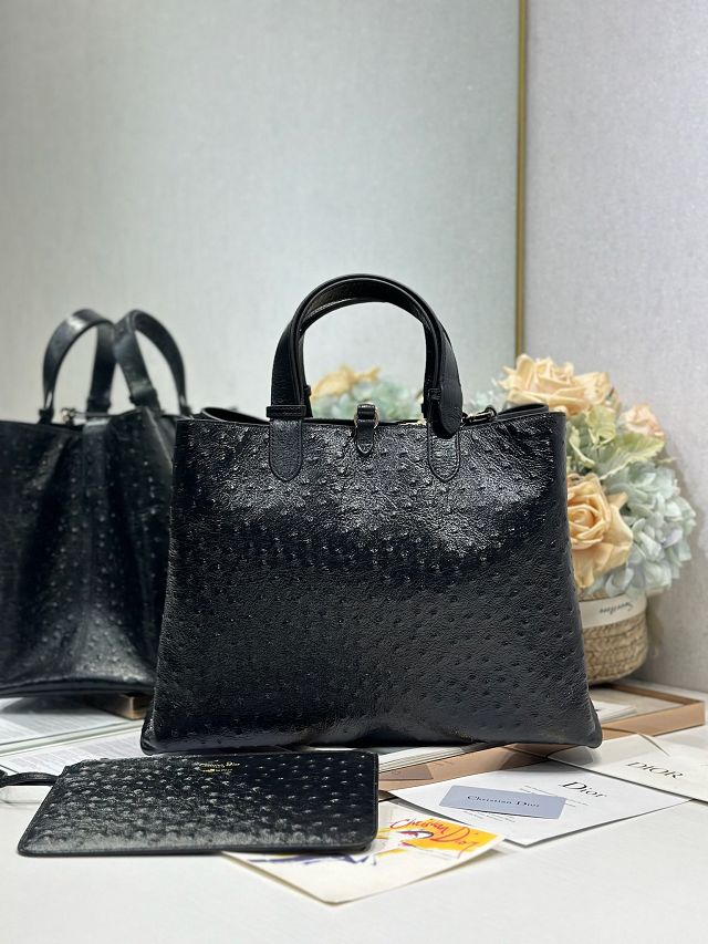 Dior original ostirch calfskin large toujours bag M2833 black