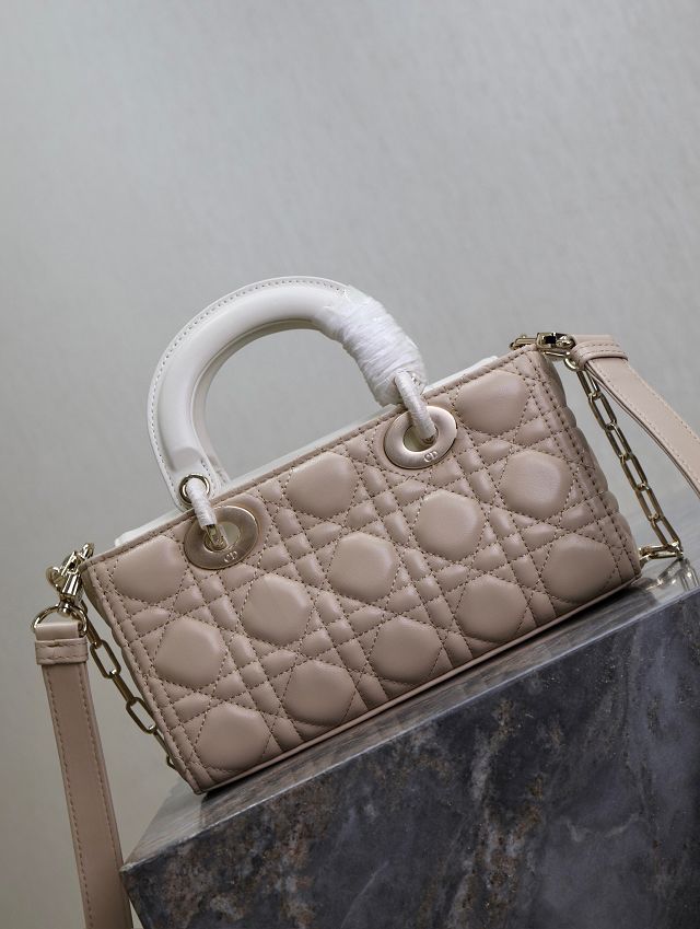 Dior original lambskin medium lady D-joy bag M0540 beige&white