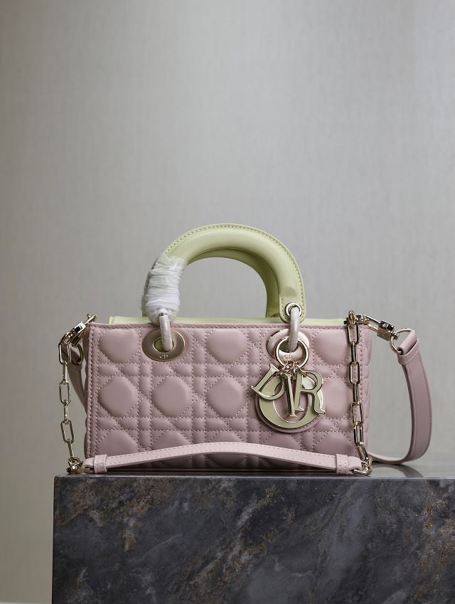 Dior original lambskin medium lady D-joy bag M0540 pink&green