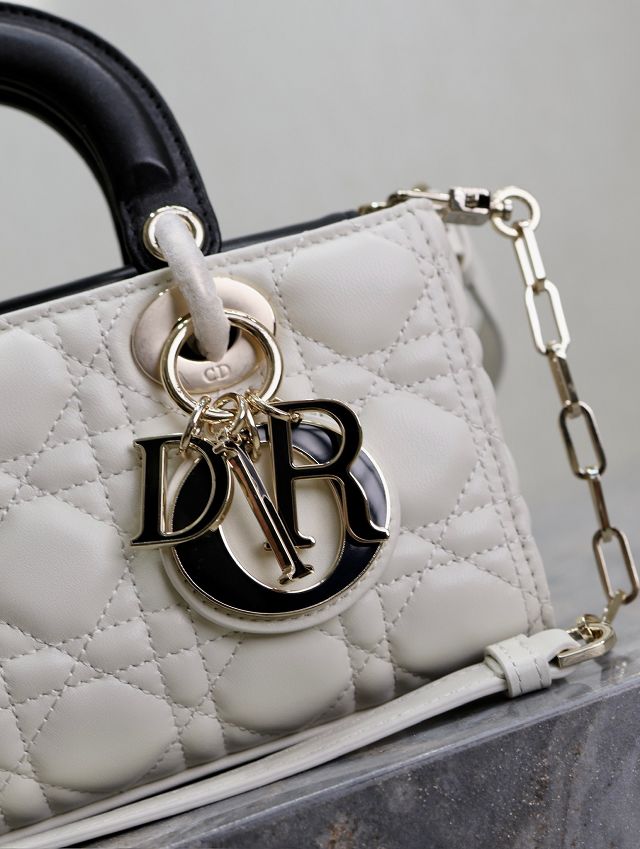 Dior original lambskin medium lady D-joy bag M0540 white&black