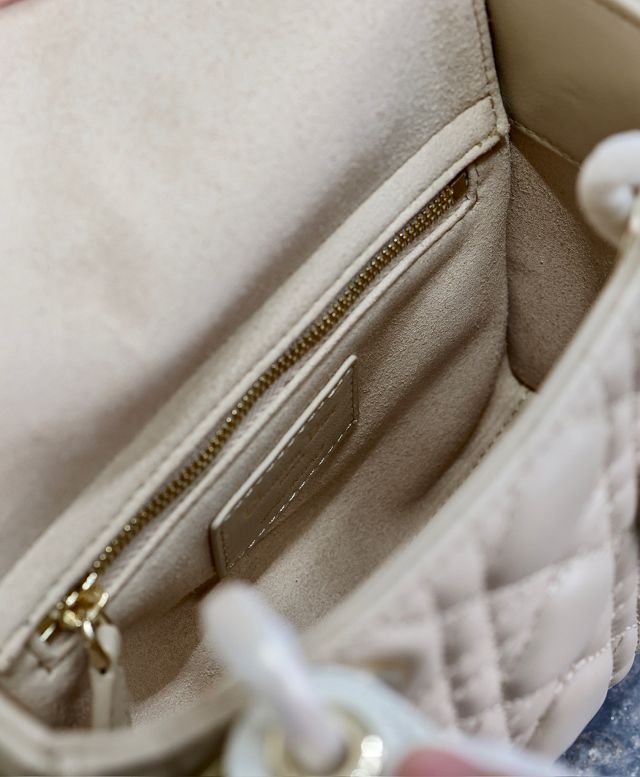 Dior original lambskin mini lady bag M0505 beige&white