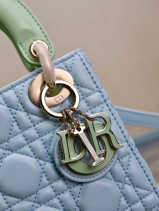Dior original lambskin mini lady bag M0505 blue&green