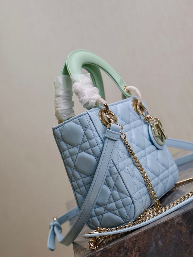 Dior original lambskin mini lady bag M0505 blue&green