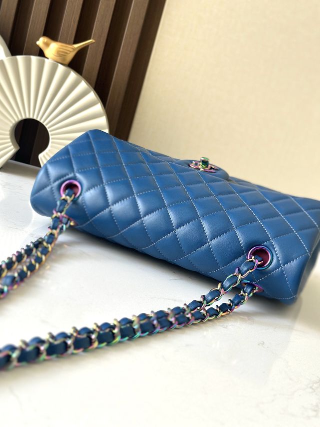 CC original iridescent lambskin medium flap bag A01112 blue