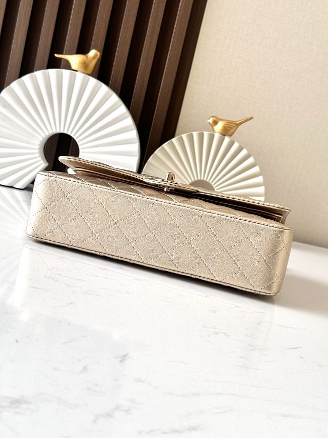 CC original iridescent lambskin medium flap bag A01112 gold